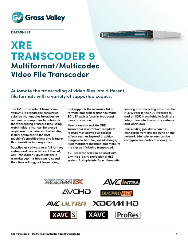 XRE Transcoder datasheet